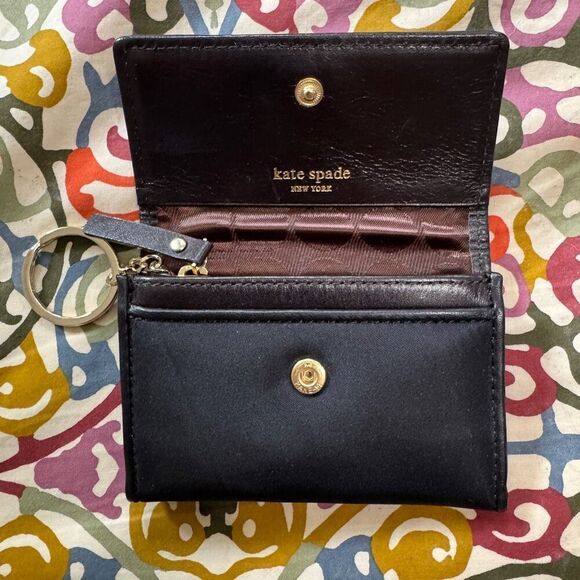 Kate Spade black coin purse key chain small wallet - Picture 3 of 4